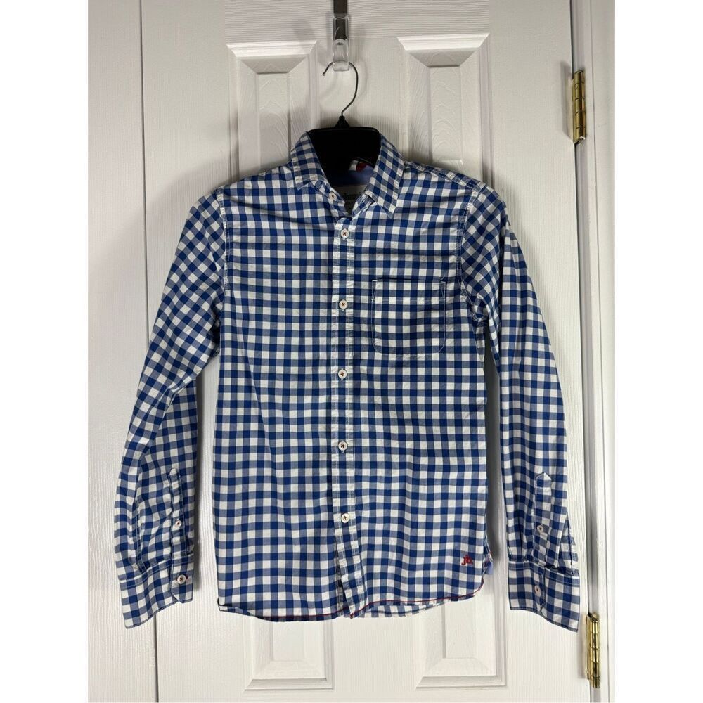 Johnnie B Boys Quality Goods Blue Gingham Long Sleeve Shirt Size 11-12y